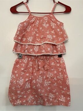 Set of Two- Rachel Zoe Coral Pink Floral Sundress Top and Skirt